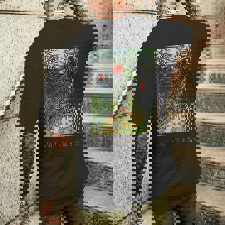 アンリ・ルソー 森の中の猿とオウム メンズTシャツ バックプリント 彼への贈り物