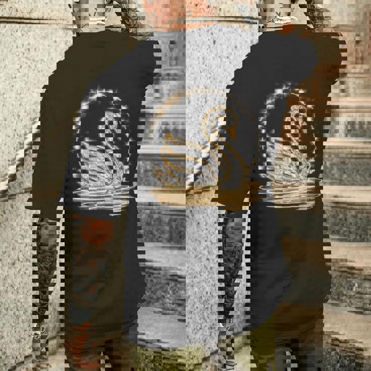 アート プリント モチーフとしての美しい白鳥、ギフトのアイデア メンズTシャツ バックプリント 彼への贈り物