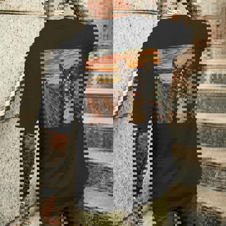 アート、面白いボストン テリア メンズTシャツ バックプリント 彼への贈り物