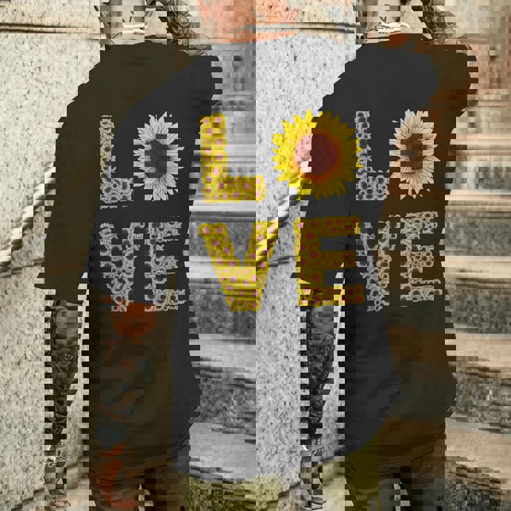 イエロー ひまわり ラブフラワー ひまわり 花柄 かわいい メンズTシャツ バックプリント 彼への贈り物