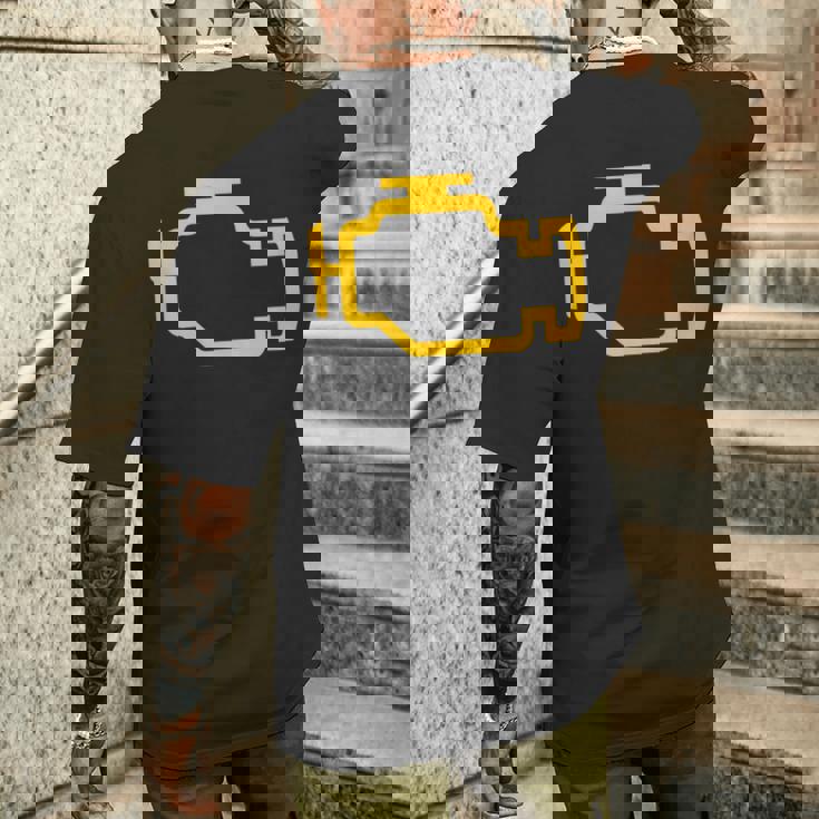 イエローチェックエンジンライト付きtシャツ メンズTシャツ バックプリント 彼への贈り物