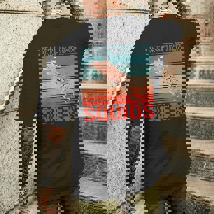 イカ ライフ・イズ・ベター 烏賊 イカ メンズTシャツ バックプリント 彼への贈り物