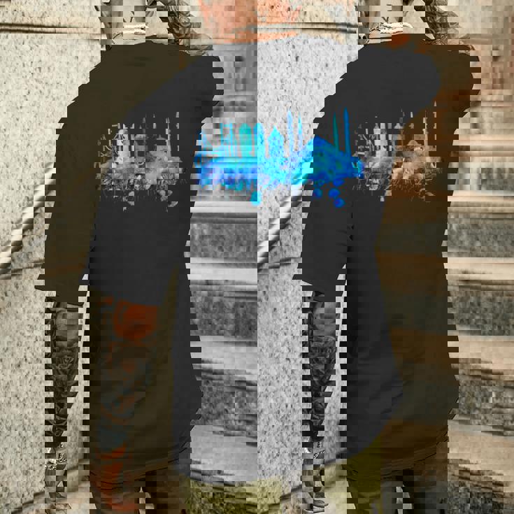 イスタンブールのスカイライン 青いモスク 青い絵 トルコ メンズTシャツ バックプリント 彼への贈り物