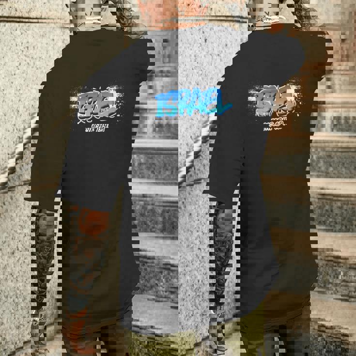 イスラエルince 1948 グラフィティ スプレーペイント ユダヤ人 シオニスト クール メンズTシャツ バックプリント 彼への贈り物