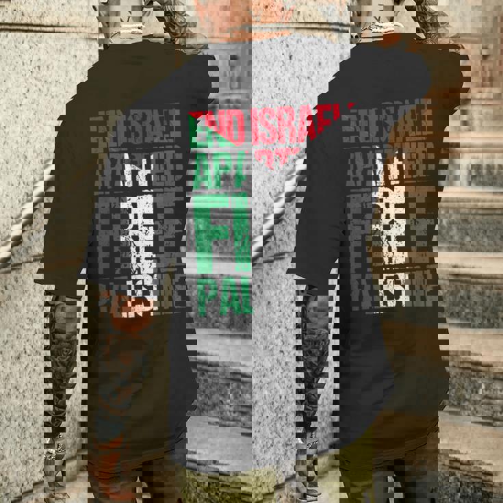 イスラエルのアパルトテッドフリーパレスチナを終えましょう メンズTシャツ バックプリント 彼への贈り物