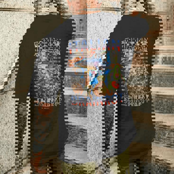 イタリアンブレインロット面白いイタリアンブレインロットミーム メンズTシャツ バックプリント 彼への贈り物