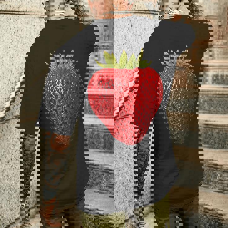 イチゴ イラスト アート フルーツ グラフィック モチーフ メンズTシャツ バックプリント 彼への贈り物