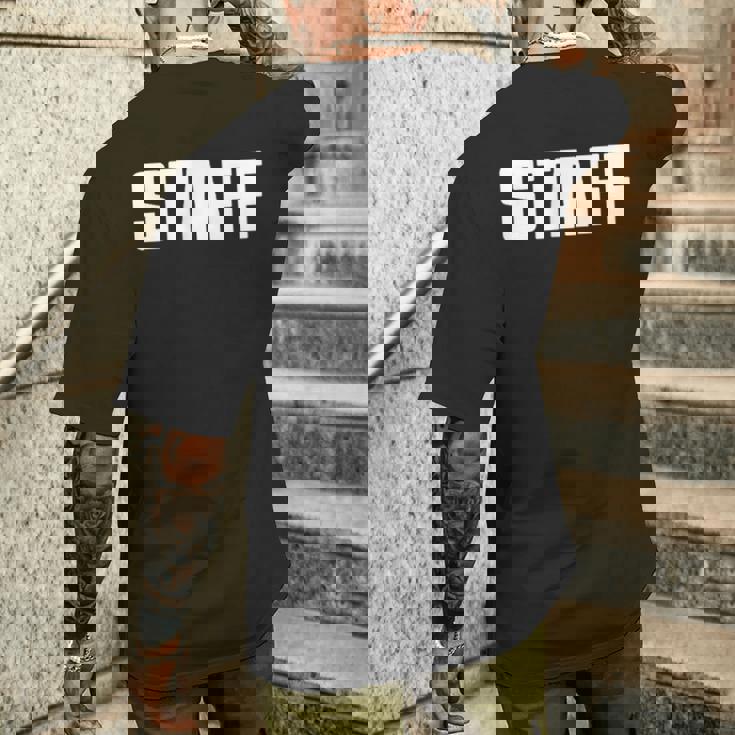 イベント、コンサート、ロード、クルーなどのスタッフ。 メンズTシャツ バックプリント 彼への贈り物