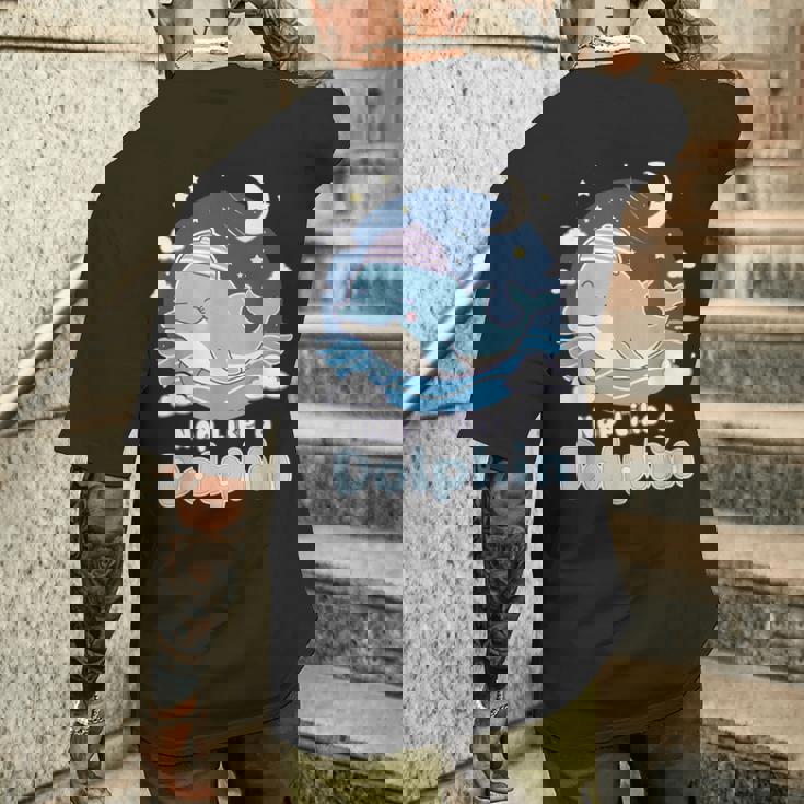 イルカのような昼寝 可愛い眠りイルカ メンズTシャツ バックプリント 彼への贈り物