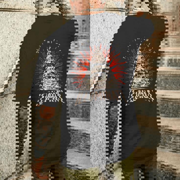 イルミナティは誰も信じない、誰も信じない、すべてを見る目、プロヴィデンス メンズTシャツ バックプリント 彼への贈り物