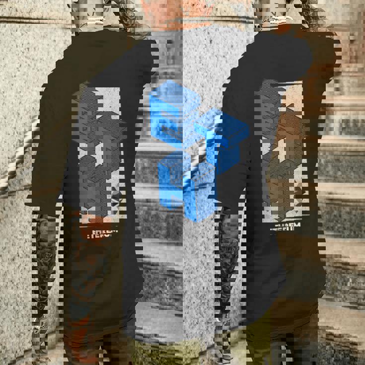 イーサリアム クリプトアイソメトリックテキスト Eth 暗号通貨シャツ メンズTシャツ バックプリント 彼への贈り物