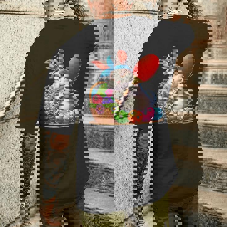 イースターバニー卓球ウサギイースターエッグ卓球 メンズTシャツ バックプリント 彼への贈り物