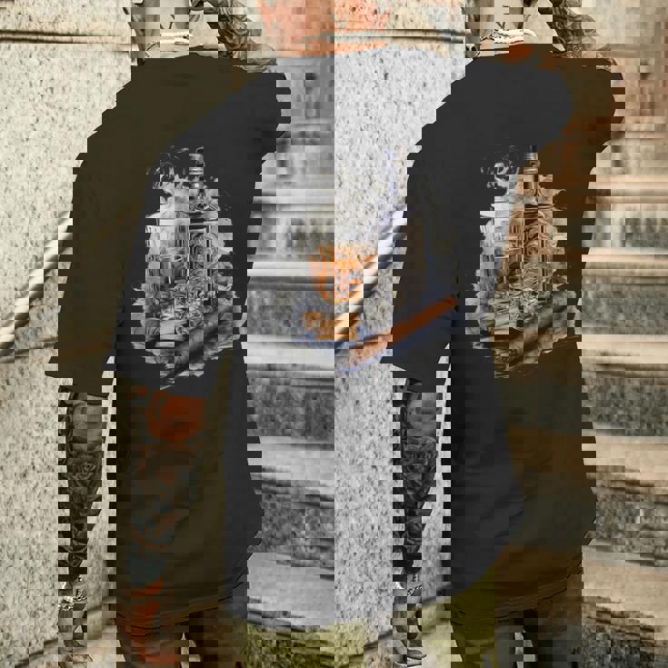 ウイスキー、シガー、チョコレート、オリジナルウイスキーアイデア メンズTシャツ バックプリント 彼への贈り物