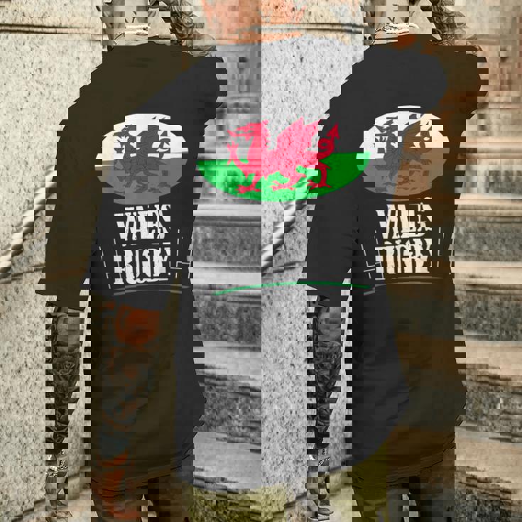 ウェールズ ラグビー チーム Cmon Cymru フラッグ メンズTシャツ バックプリント 彼への贈り物