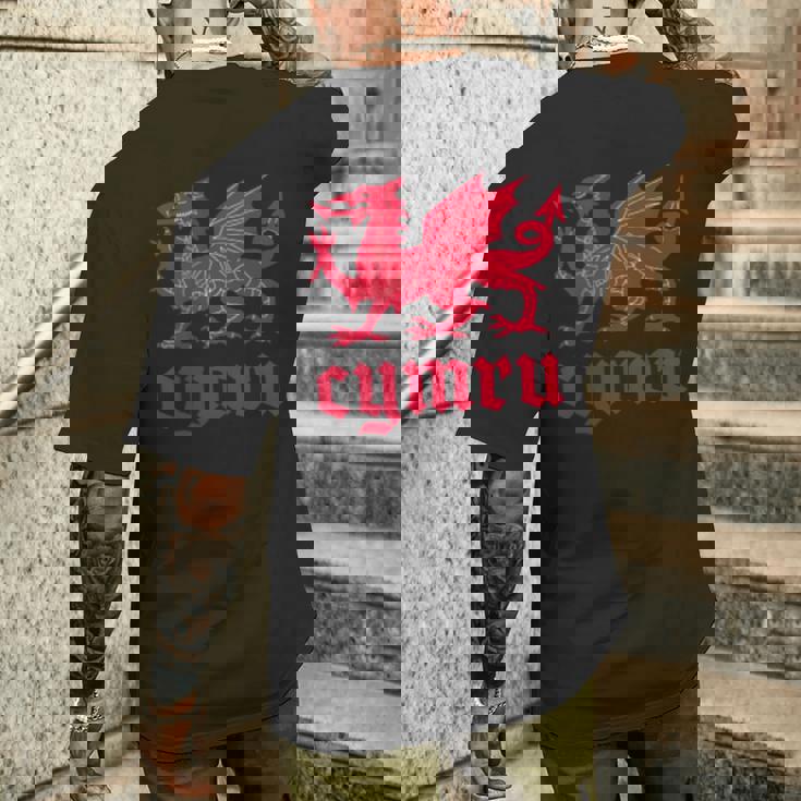 ウェールズ・ウェールズ・ウェールズ・シムレーグ・レッド・ウェールズ・ドラゴン メンズTシャツ バックプリント 彼への贈り物