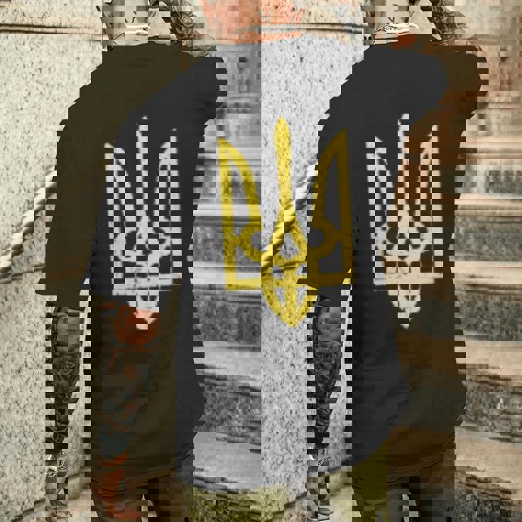 ウクライナのトライデントシンボル ウクライナ支援愛国 メンズTシャツ バックプリント 彼への贈り物