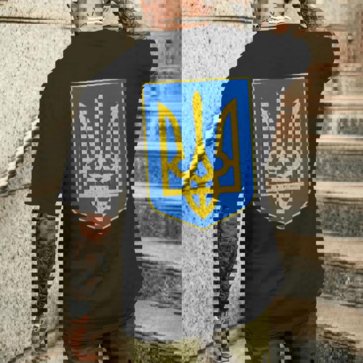 ウクライナの国章、ウクライナトリズブ、ウクライナトライデント メンズTシャツ バックプリント 彼への贈り物