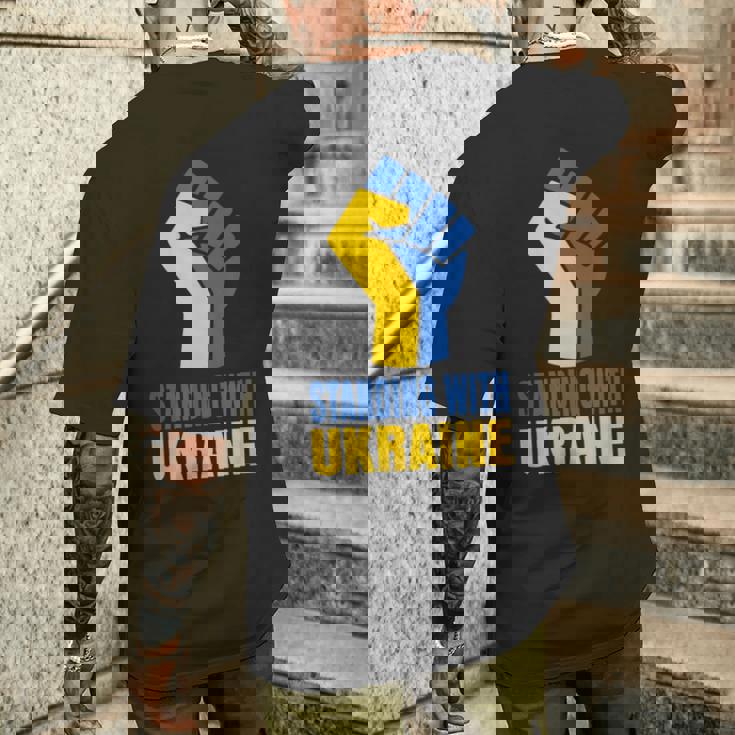 ウクライナを支援 ウクライナと共に立つ メンズTシャツ バックプリント 彼への贈り物
