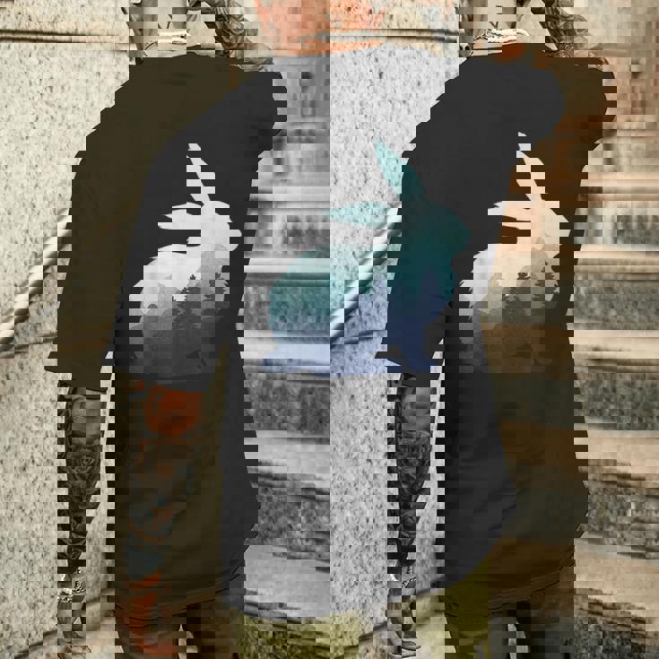 ウサギ バニー 野ウサギ 動物 野生 芸術的 グラフィック 自然 メンズTシャツ バックプリント 彼への贈り物