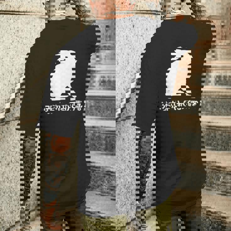 ウサギがいるので帰る おもしろ ウサギ 兎 メンズTシャツ バックプリント 彼への贈り物