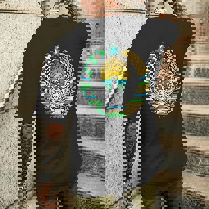 ウズベキスタン 紋章 旗 ウズベキスタン メンズTシャツ バックプリント 彼への贈り物