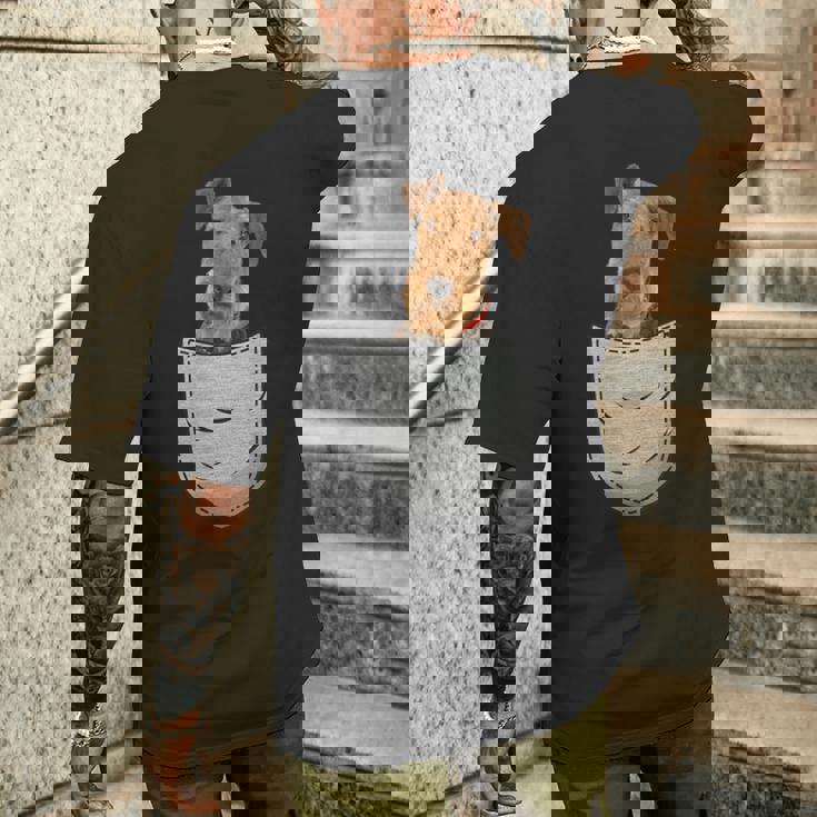 エアデールテリアウォーターサイドビングリーチェストポケットポケット メンズTシャツ バックプリント 彼への贈り物