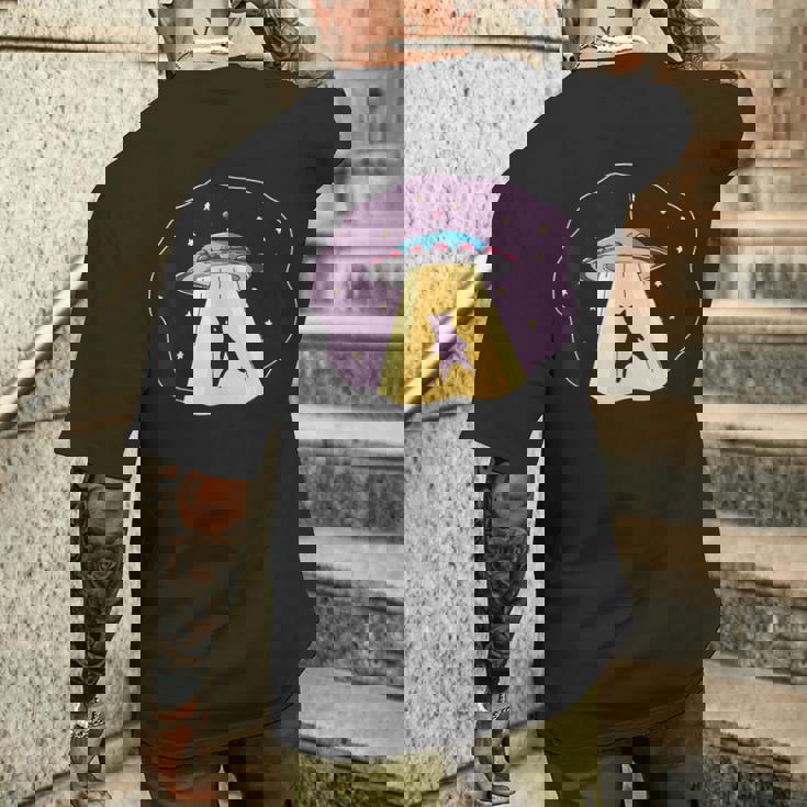 エイリアン Ufo ファニー キャット おもしろ 猫好き 猫飼い 猫 ネコ ねこ 黒猫 くろねこ好き 面白い メンズTシャツ バックプリント 彼への贈り物