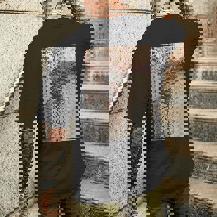 エゴン・シーレ作「トリエステの港」1907 メンズTシャツ バックプリント 彼への贈り物