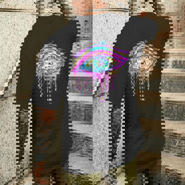 エジプトのホルスの目 トリッピー サイケデリック アート 宇宙 シュール メンズTシャツ バックプリント 彼への贈り物