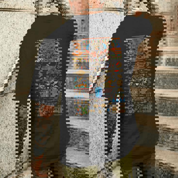 エジプトの多色オーナメント ヒエログリフ ヒエログリフ メンズTシャツ バックプリント 彼への贈り物