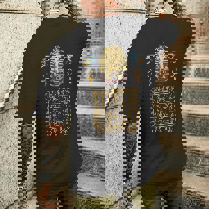 エジプトヒエログリフ シンボル ツタ王 ファラオ メンズTシャツ バックプリント 彼への贈り物