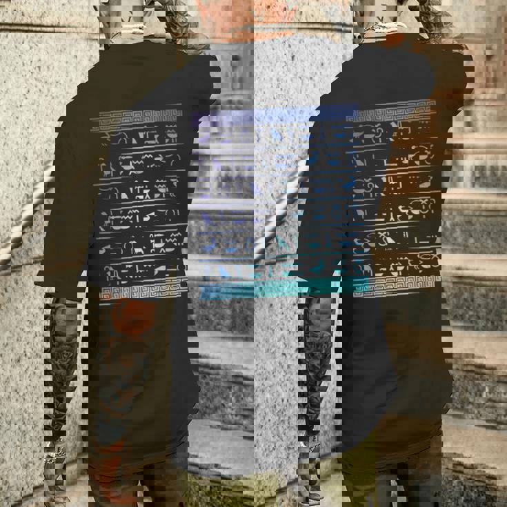 エジプトヒエログリフ古代エジプトの歴史 メンズTシャツ バックプリント 彼への贈り物