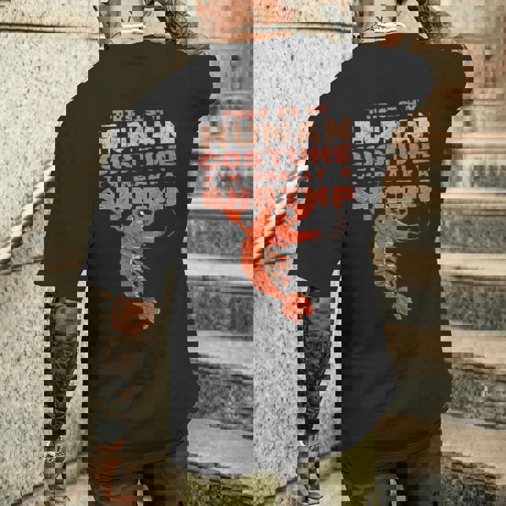 エビ 面白い人間のコスチューム レトロ エビやザリガニ メンズTシャツ バックプリント 彼への贈り物