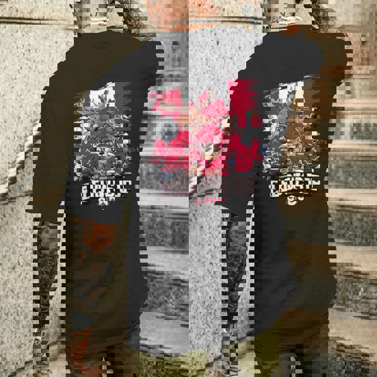 エルボーアップ カナダ カナディアン ビーバー ヘラジカ ホッケーチーム メープルリーフ メンズTシャツ バックプリント 彼への贈り物