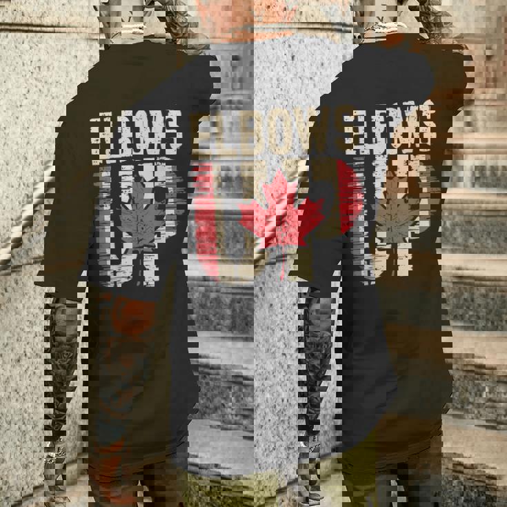 エルボーズアップ カナダ カナダ国旗 プライド 北 強い メープルリーフ メンズTシャツ バックプリント 彼への贈り物