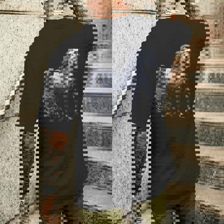 エレガントなアラビア馬のデザイン、馬好きに最適です。 メンズTシャツ バックプリント 彼への贈り物