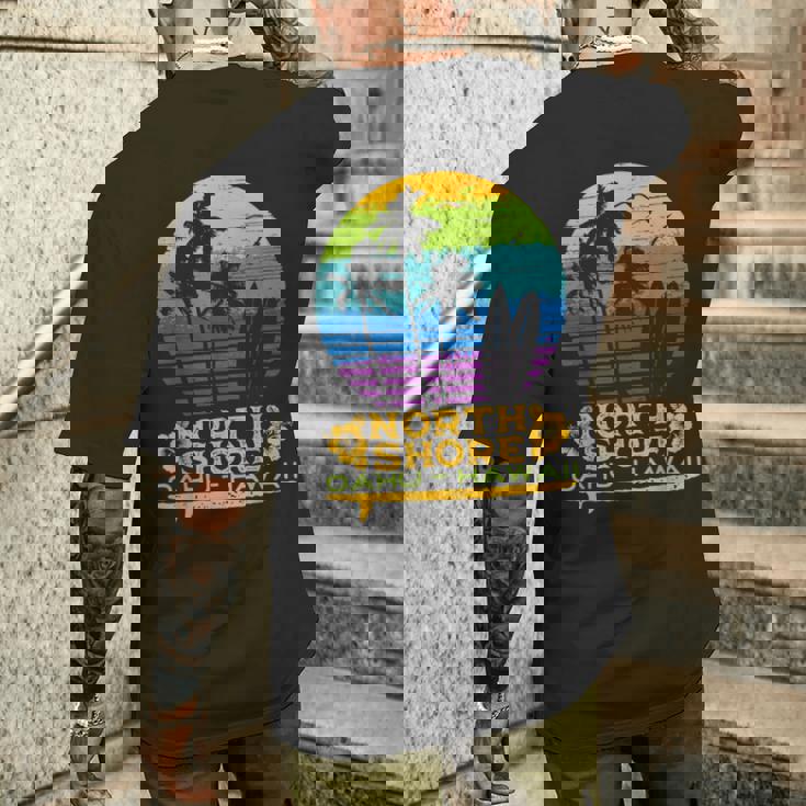 オアフ島ノースショア ハワイお土産サーフィンスタイル メンズTシャツ バックプリント 彼への贈り物