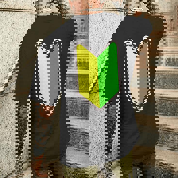 オリジナル個性派パロディ日本の道路交通法標識初心者マークプリント メンズTシャツ バックプリント 彼への贈り物