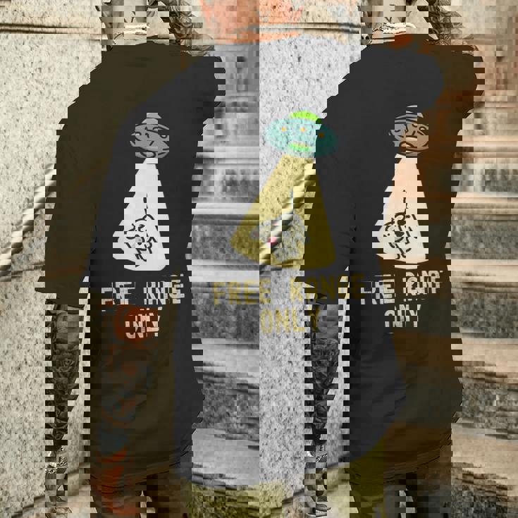 オーガニックフード 面白い Ufo エイリアン 誘拐牛 メンズTシャツ バックプリント 彼への贈り物