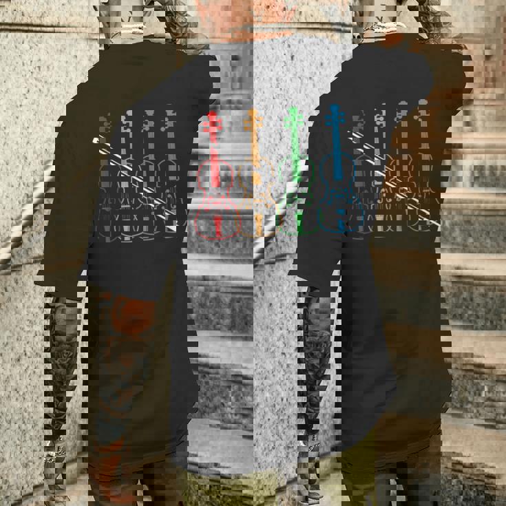 オーケストラ ヴァイオリン 奏者 音楽 ヴィンテージ 楽器 バイオリン メンズTシャツ バックプリント 彼への贈り物