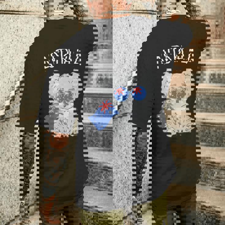 オーストラリアの国旗がかわいいコアラ メンズTシャツ バックプリント 彼への贈り物