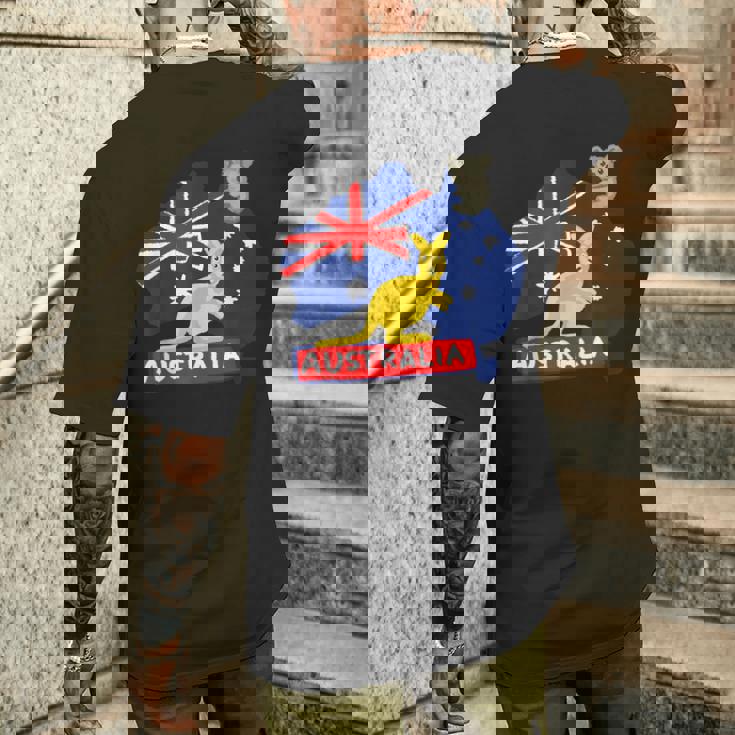 オーストラリア国旗マップ コンチネント カンガルー コアラ メンズTシャツ バックプリント 彼への贈り物