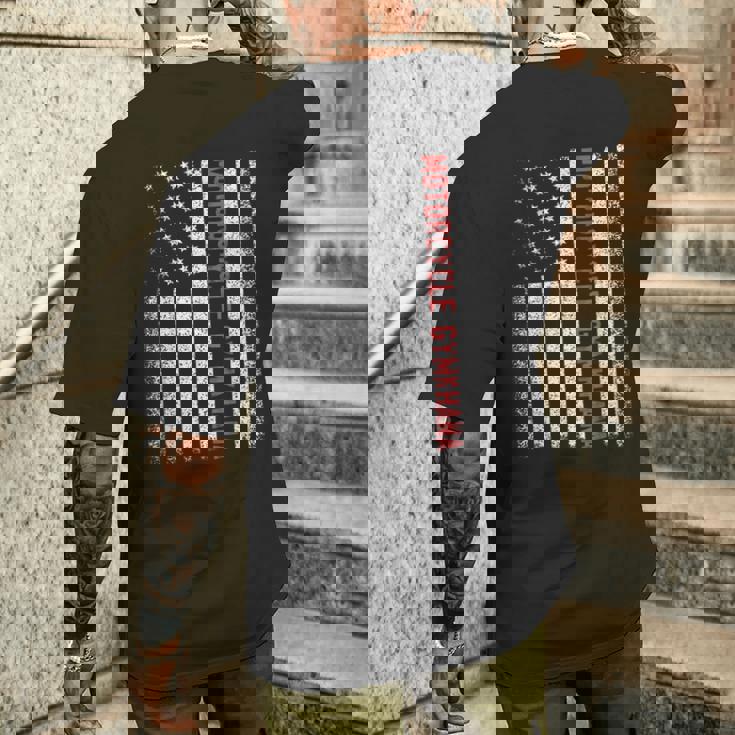 オートバイ ジムカーナ アメリカ国旗 7月4日 メンズTシャツ バックプリント 彼への贈り物