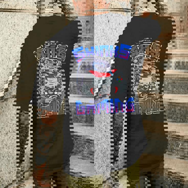 オール・アイ・ニード・イズ・アオジタトカゲとゲーム・ビデオゲーム・爬虫類 メンズTシャツ バックプリント 彼への贈り物