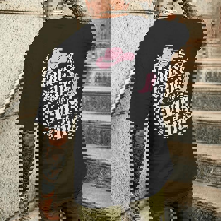 カウガールブーツ、キラキラ、カントリーミュージックギフト メンズTシャツ バックプリント 彼への贈り物