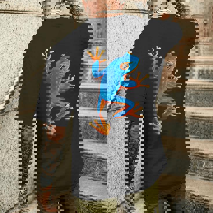 カエルの恋人-青いカエル メンズTシャツ バックプリント 彼への贈り物