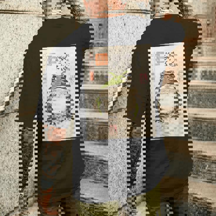 カエル浮世絵 アニメ 日本美術 メンズTシャツ バックプリント 彼への贈り物