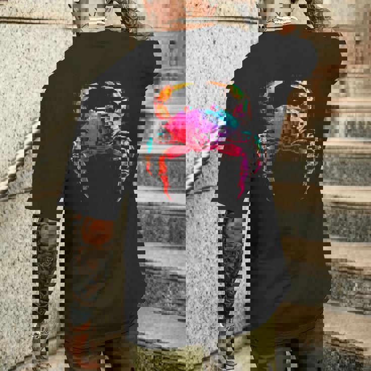 カニ カラフル 幾何学 動物 アート グラフィック モチーフ カニ メンズTシャツ バックプリント 彼への贈り物