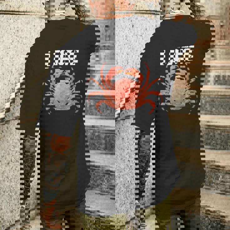 カニが大好き 美味しいカニ メンズTシャツ バックプリント 彼への贈り物