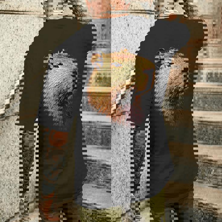 カピバラ Be Capy カピバラ げっ歯類 おもしろカピバラ Capybara メンズTシャツ バックプリント 彼への贈り物